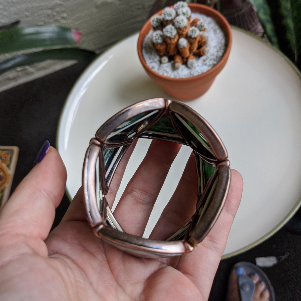 Sue Cox Green Stretch Bracelet Copper Bronze - Picture 13 of 15